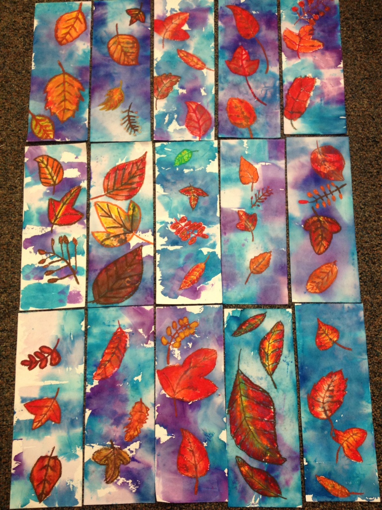 6th Grade Wax Resist Fall Leaves - Art Teacher in LA