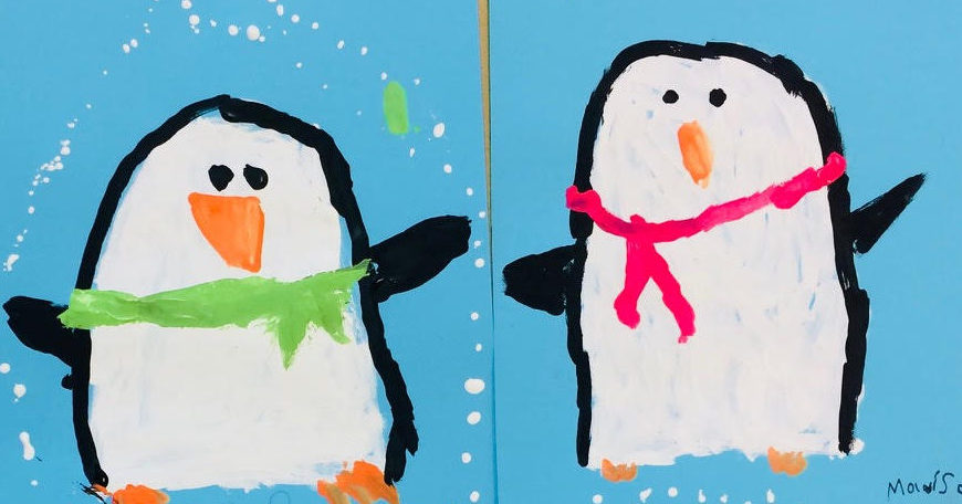 PAINTED PENGUINS- Winter Art Lesson - Art Teacher in LA